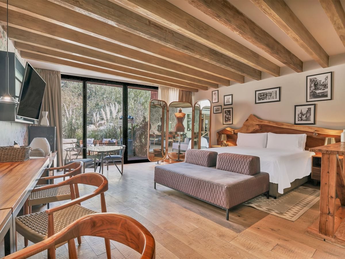 Wooden interior in Eve Suite at Fiesta Americana Travelty