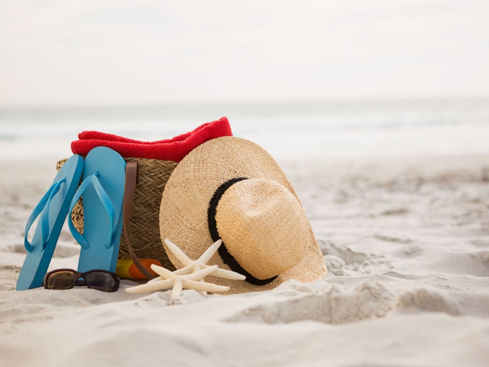 Flip Flop with Sunglasses and Beach hat near The Danna Langkawi