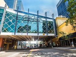 Exterior of Edmonton City Center near Varscona Hotel on Whyte