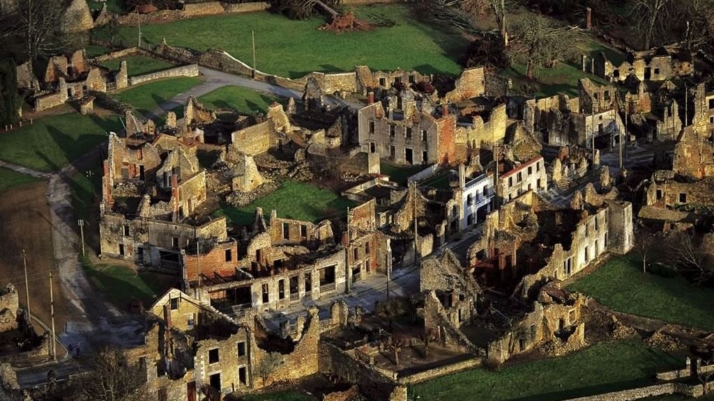 Aerial view of Oradour Sur Glane Village near Theo Hotel Nord