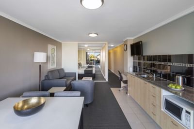 Fully furnished apartment interior at Nesuto Hotels