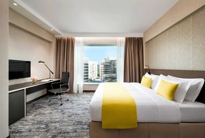 Deluxe Room with a king bed, TV and a working area at Park Hotel Hong Kong