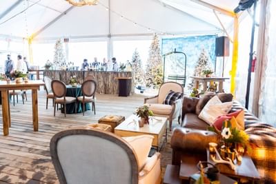 The buffet spread by the dining area at Stein Eriksen Lodge