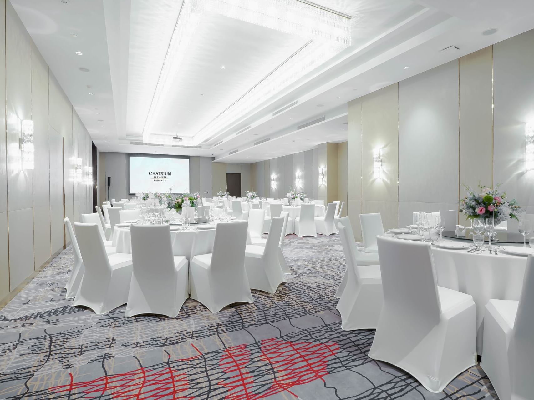 Banquet dining table set-up in Ballroom at Chatrium Grand Bangkok
