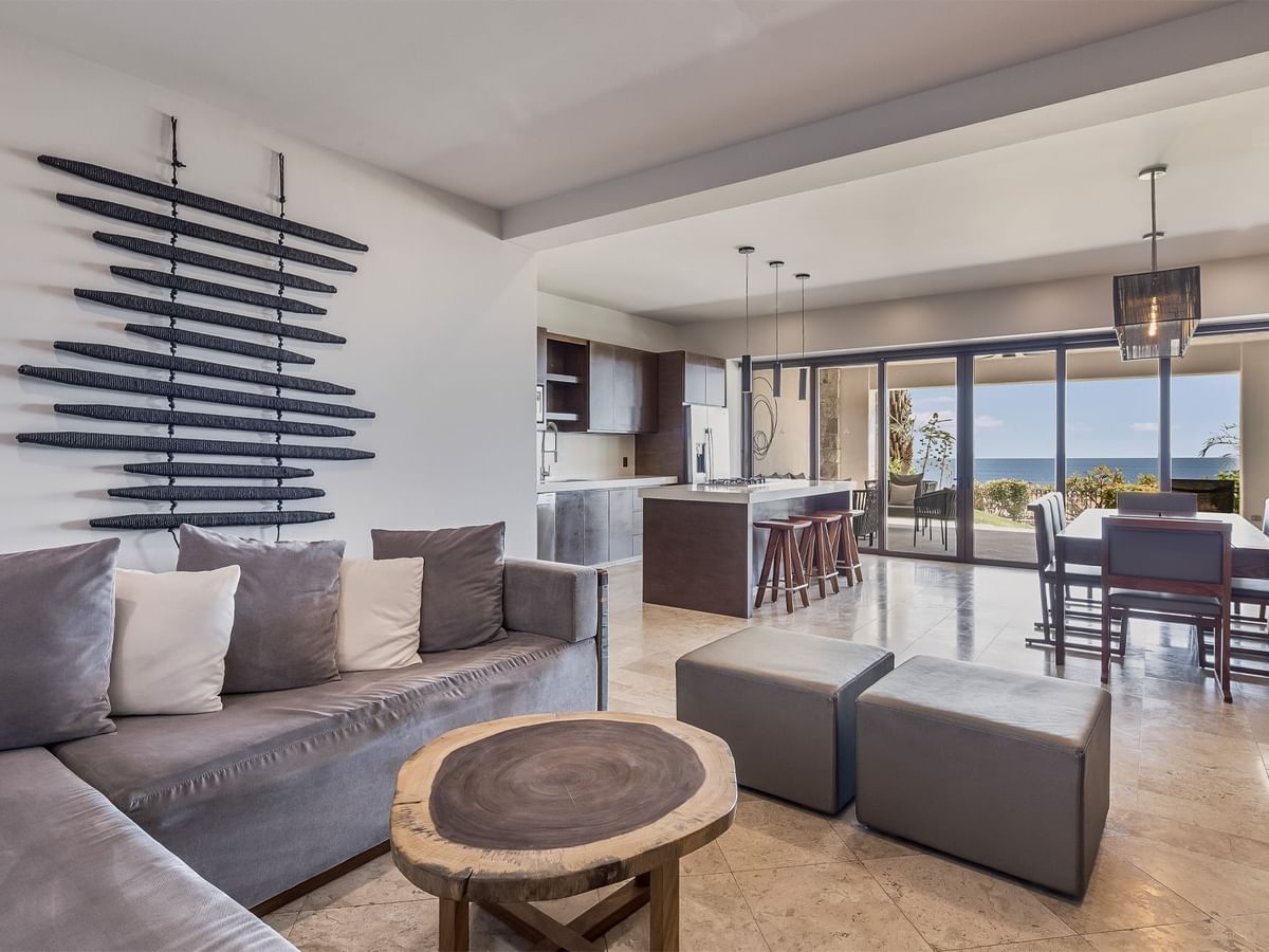 Living area in Two Bedroom Residence at Live Aqua Resorts