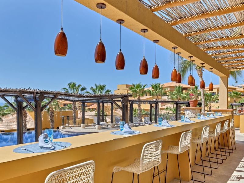 Open air dining area in Blue Terrace at Grand Fiesta Americana