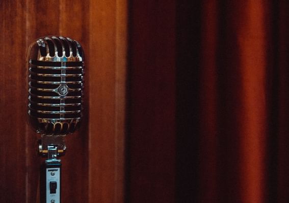 Close-up on a mic in an event at The Rockaway Hotel