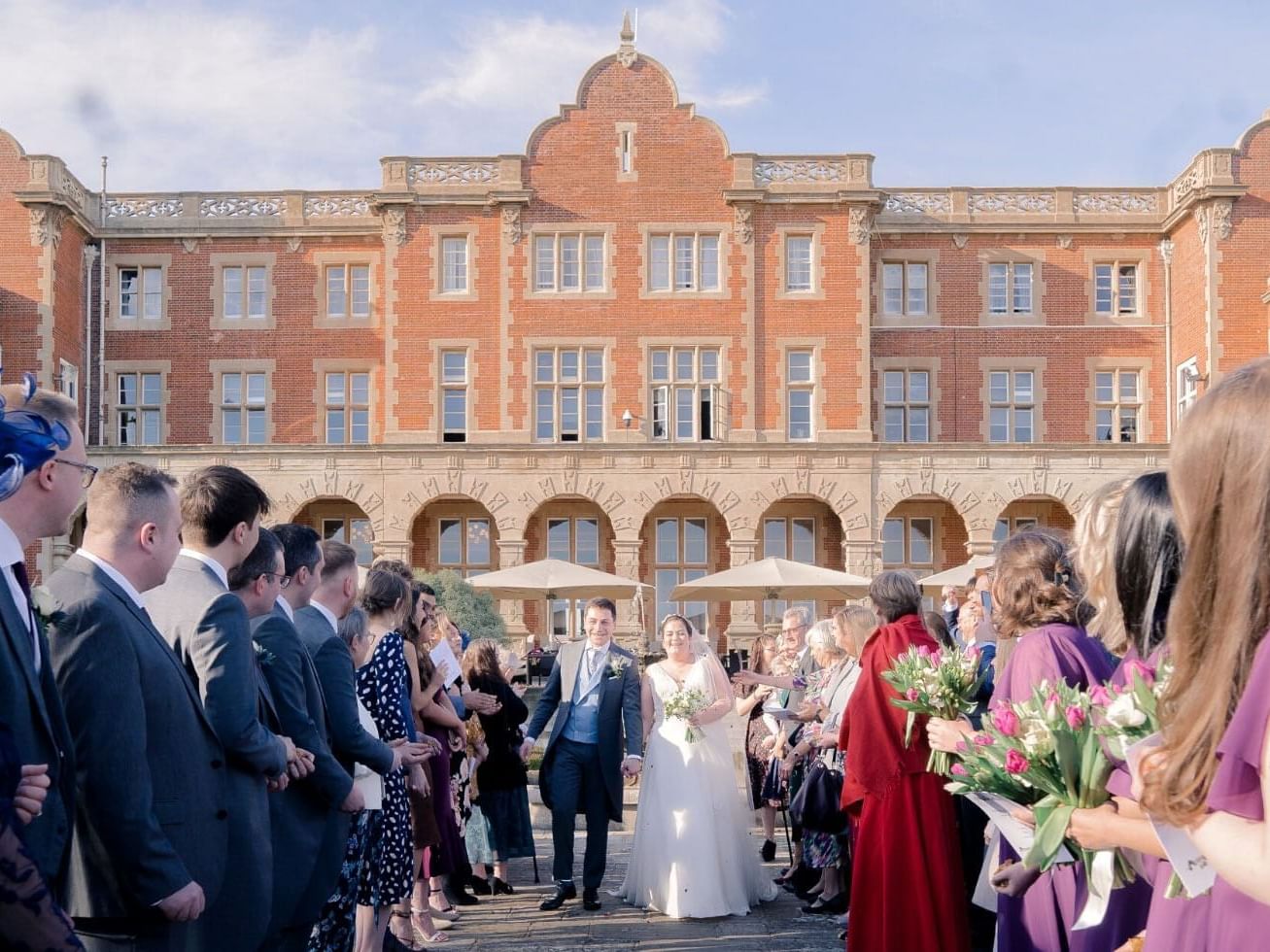 A wedding ceremony held outdoors at Easthampstead Park Hotel