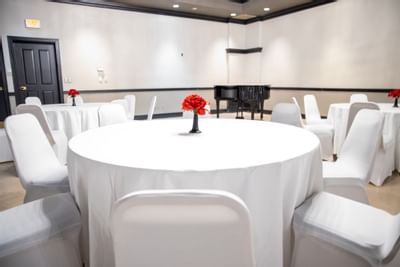 table and chairs in a large room