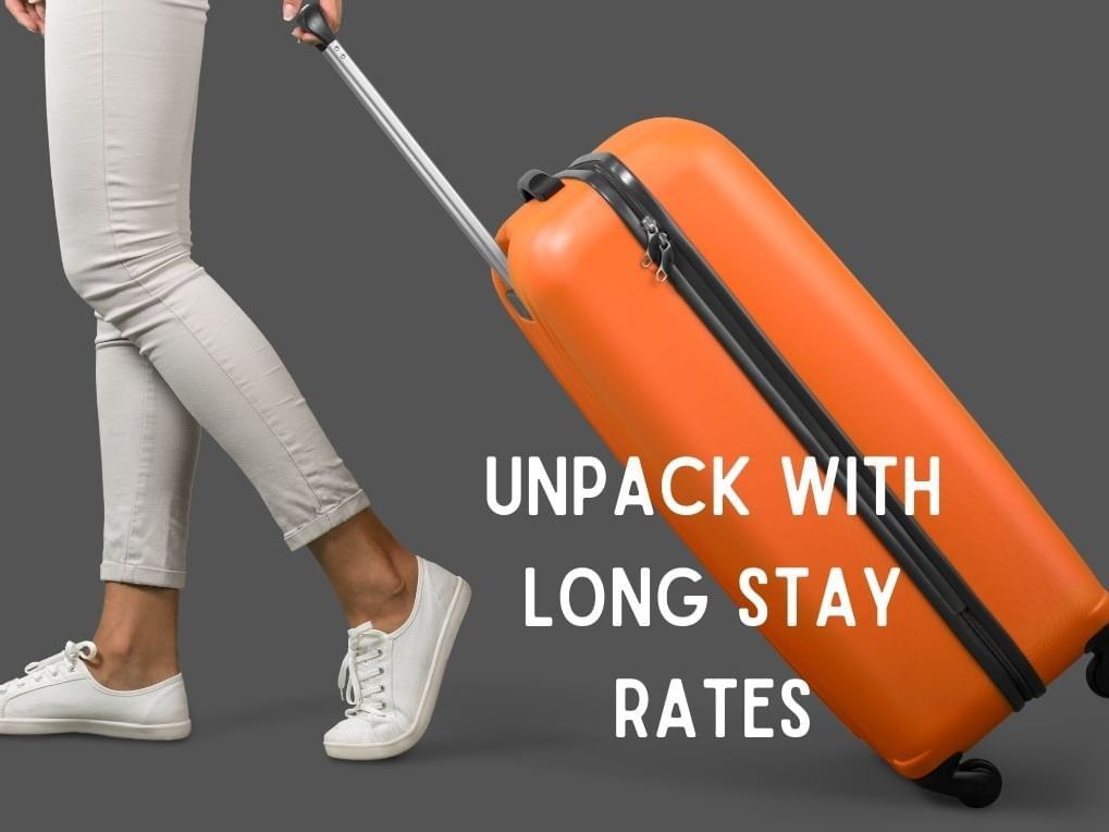 Long stay rates offer poster at Brady Apartment Hotel Hardware Lane