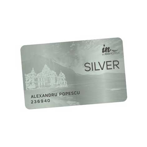 A silver card of Ana Hotels in Romania