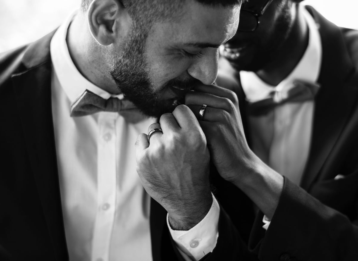 Black & white portrait of a groom at Crown Towers Sydney