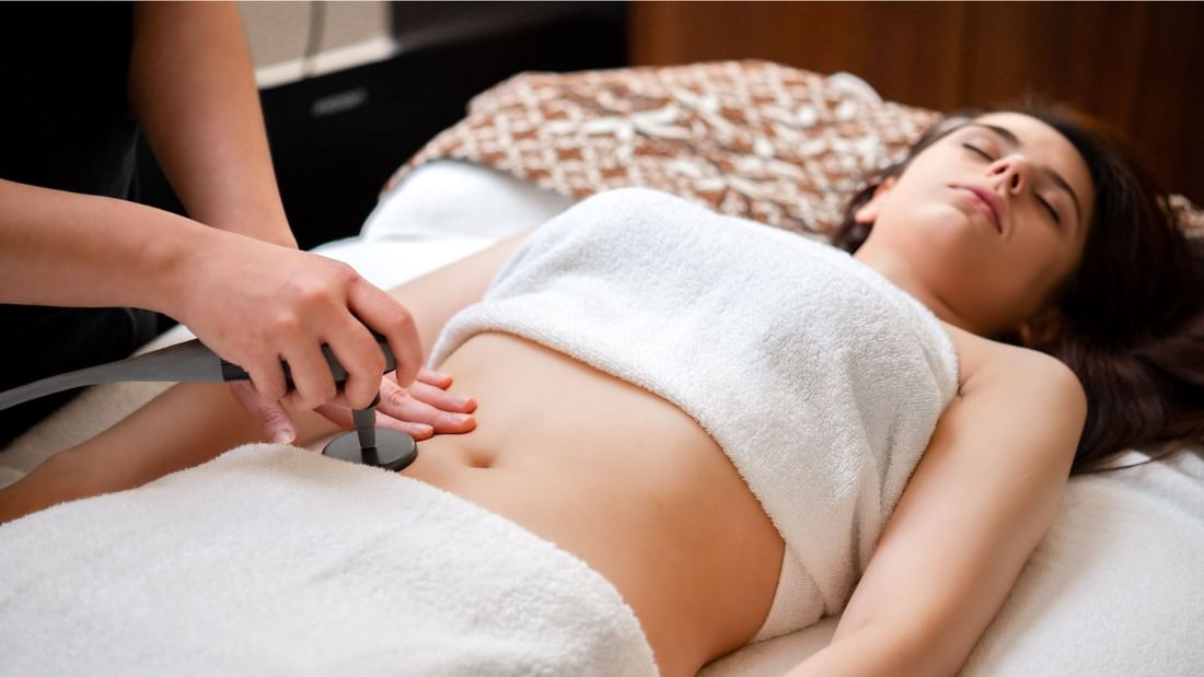 A lady receiving a body treatment in the spa at Sunway Resort