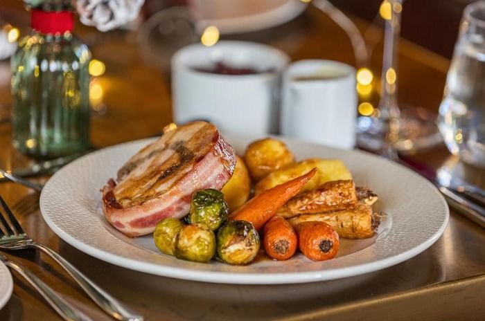 Traditional turkey roast one of dishes on the Christmas Party Menu at Easthampstead Park, Berkshire