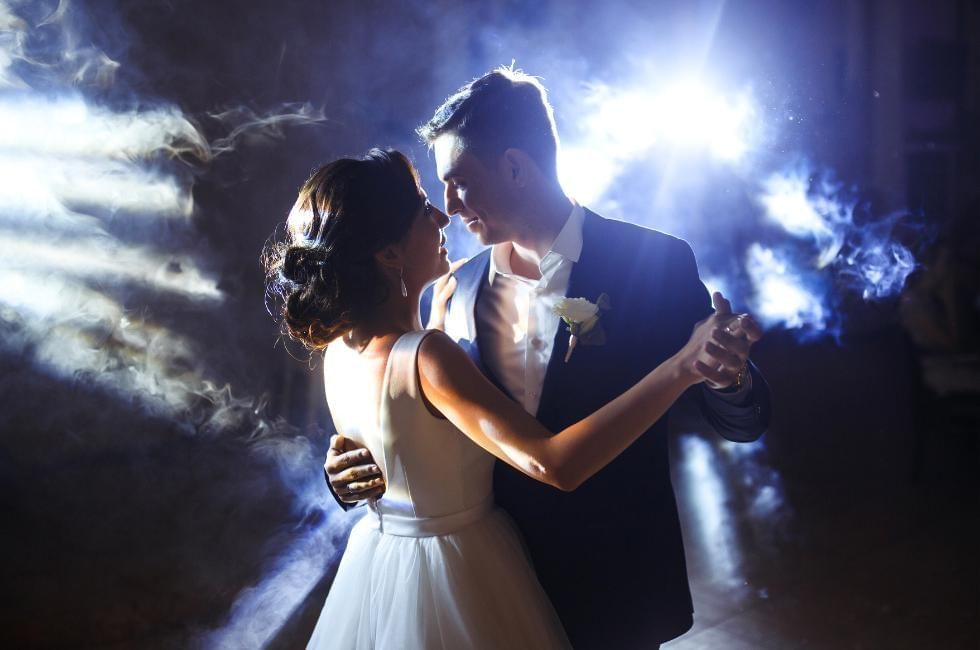 bride and groom dancing at gorse hill in surrey