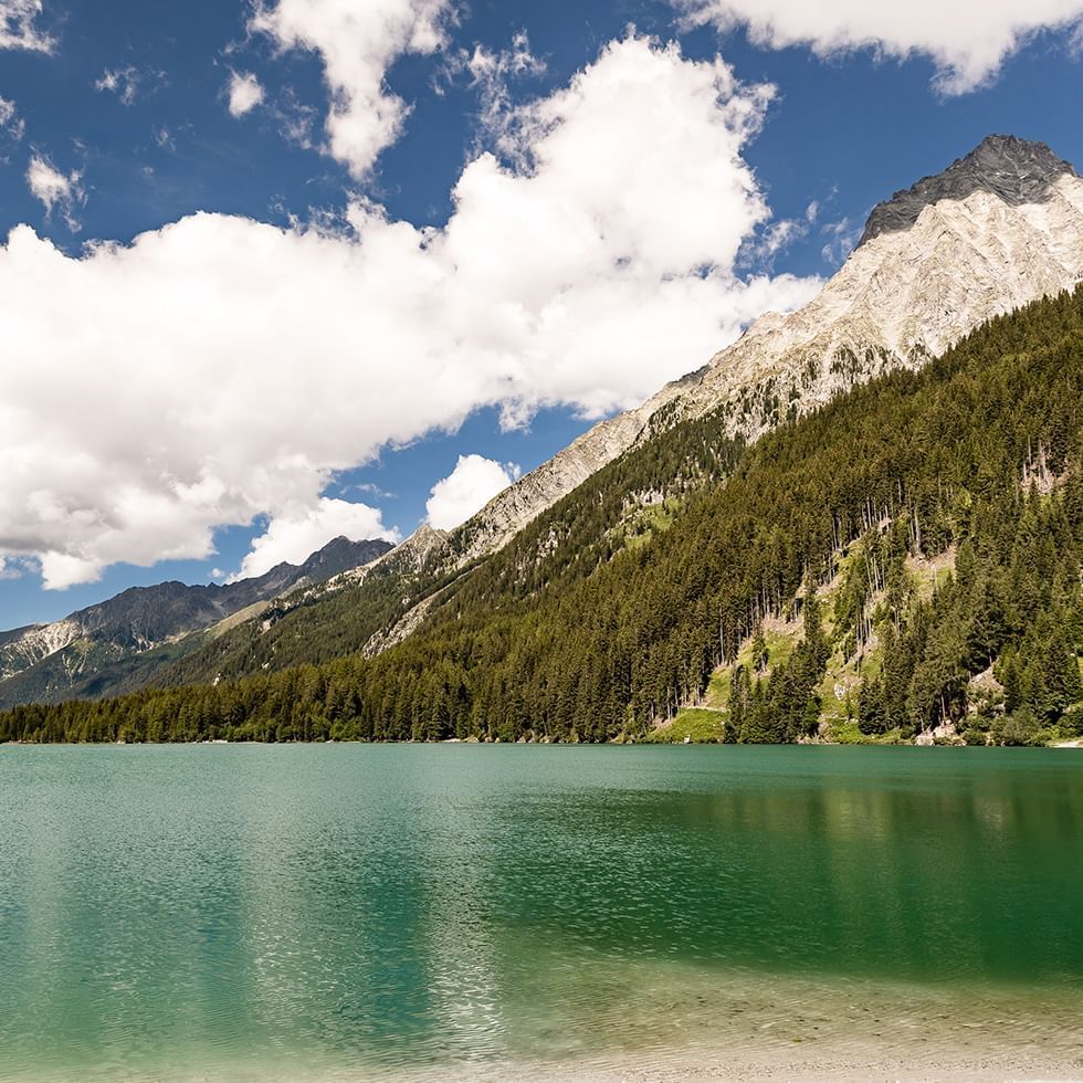 Landscape view of 
Antholzer See near Falkensteiner Hotels