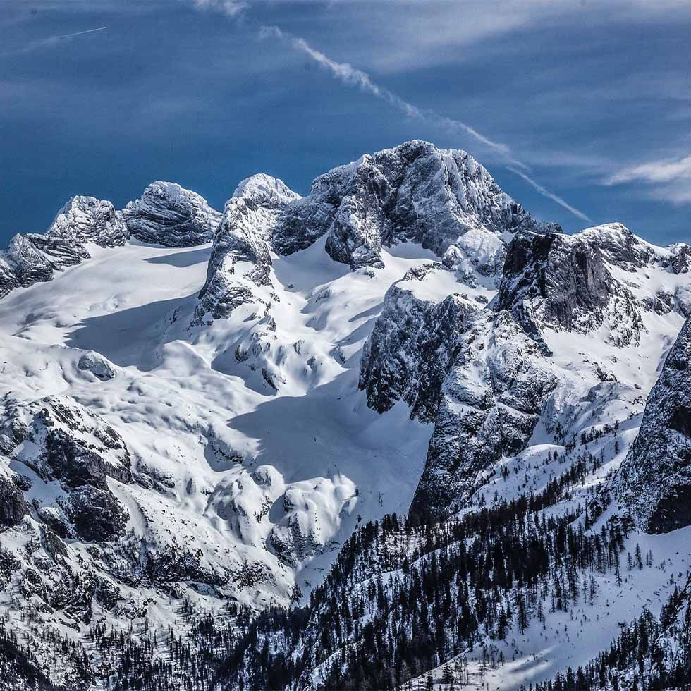 Snowy Dachstein Glacier near Falkensteiner Hotels