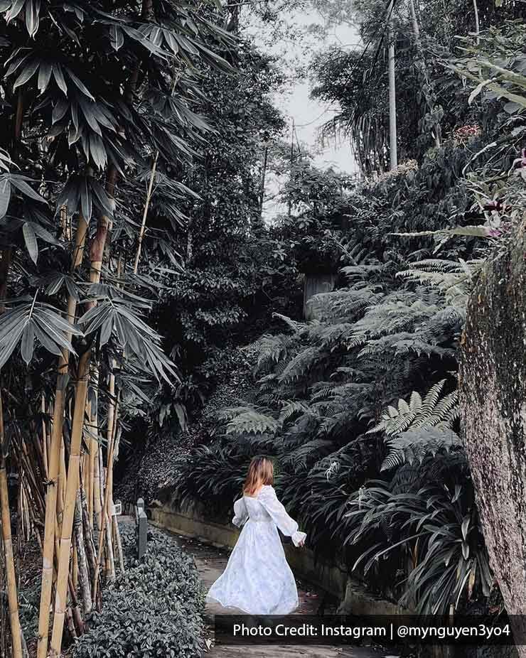 A woman styled in a white dress at Penang Hill - Lexis Suites Penang