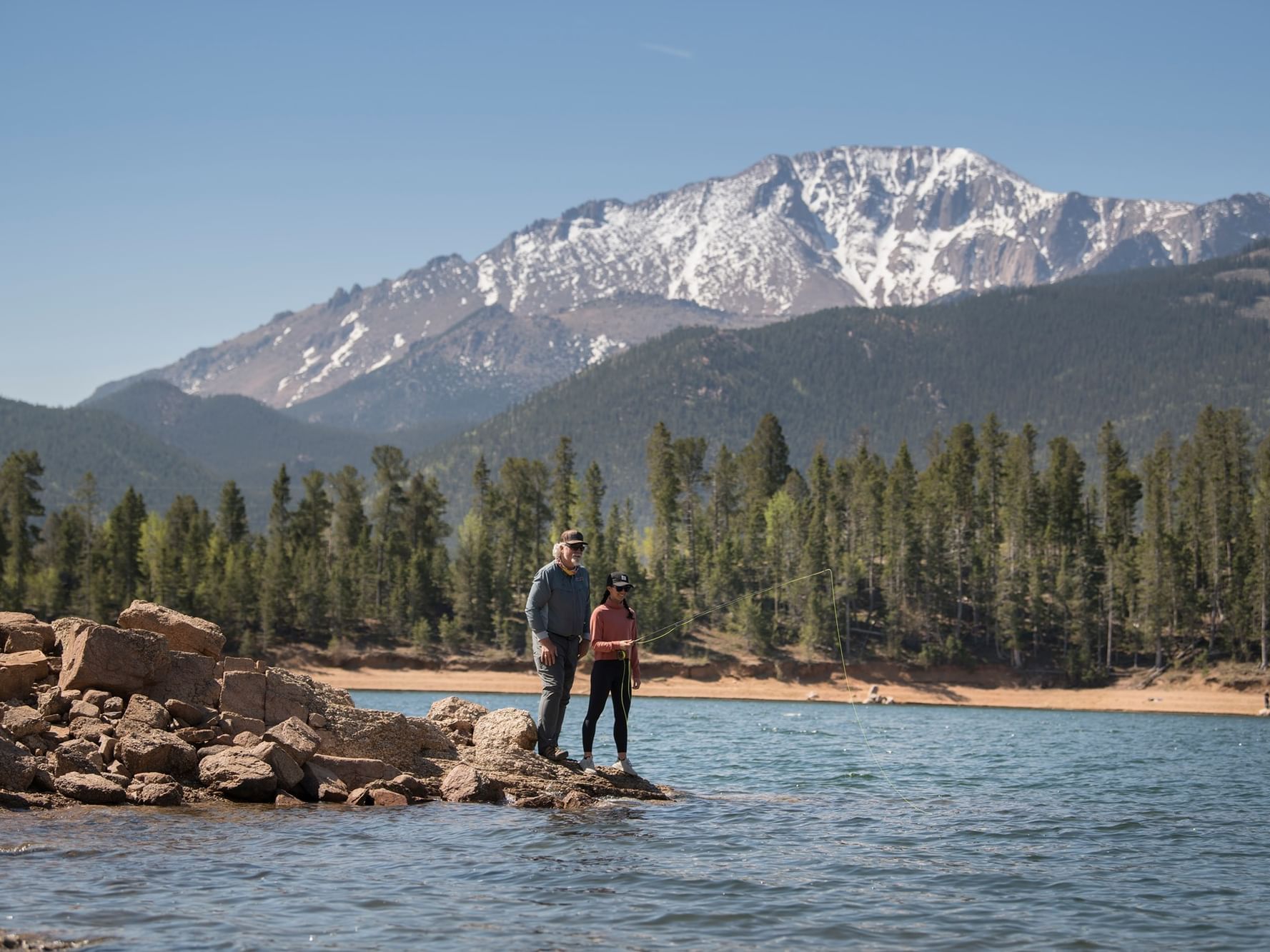 Couple exploring Angler's Covey near Kinship Landing