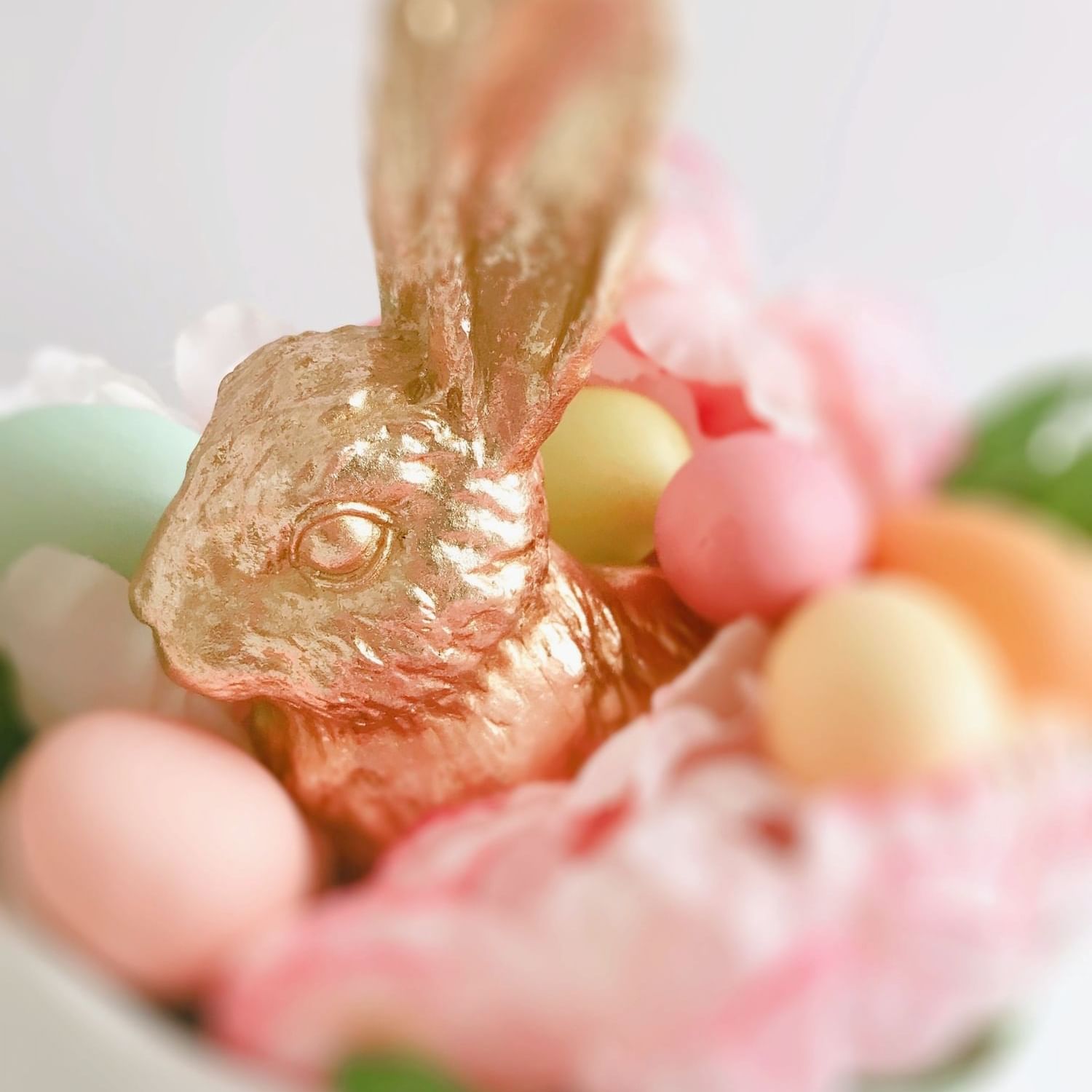 Close-up of an easter bunny candy & eggs at Hotel St. Pierre