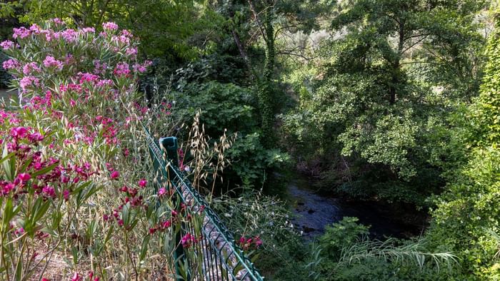 A riverside forest by the hotel garden at The Originals Hotels