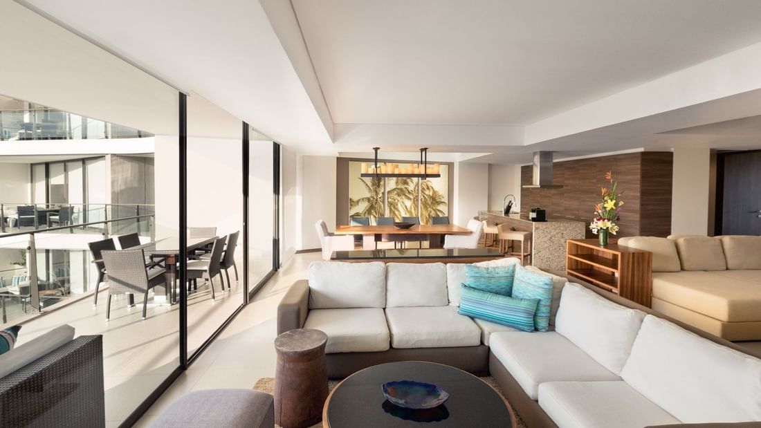 Grand Club Marina Condo Lounge living area at Live Aqua Private Residences