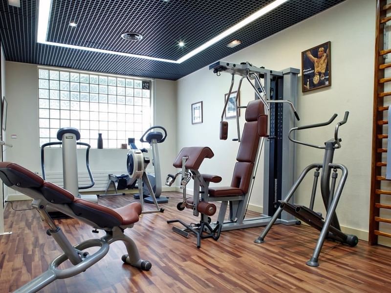 Interior of the fully equipped gym at Warwick Reine Astrid