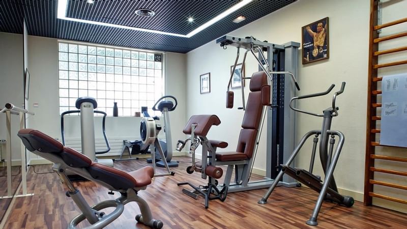 Interior of the fully equipped gym at Warwick Reine Astrid