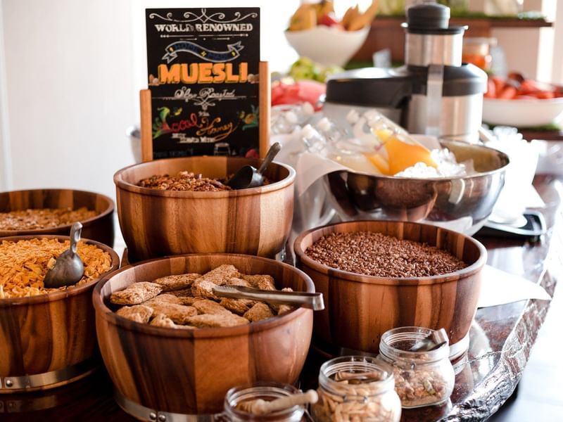 Close up of a Breakfast buffet at Pullman Bunker Bay Resort