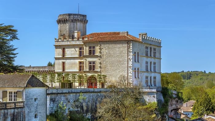 The exterior of Castle in Bourdeilles near The Originals Hotels