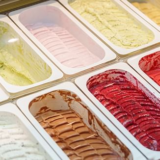 assortment of gelato flavors