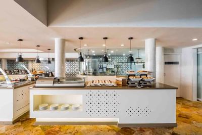 Buffet area in a restaurant at Buenaventura Grand Hotel