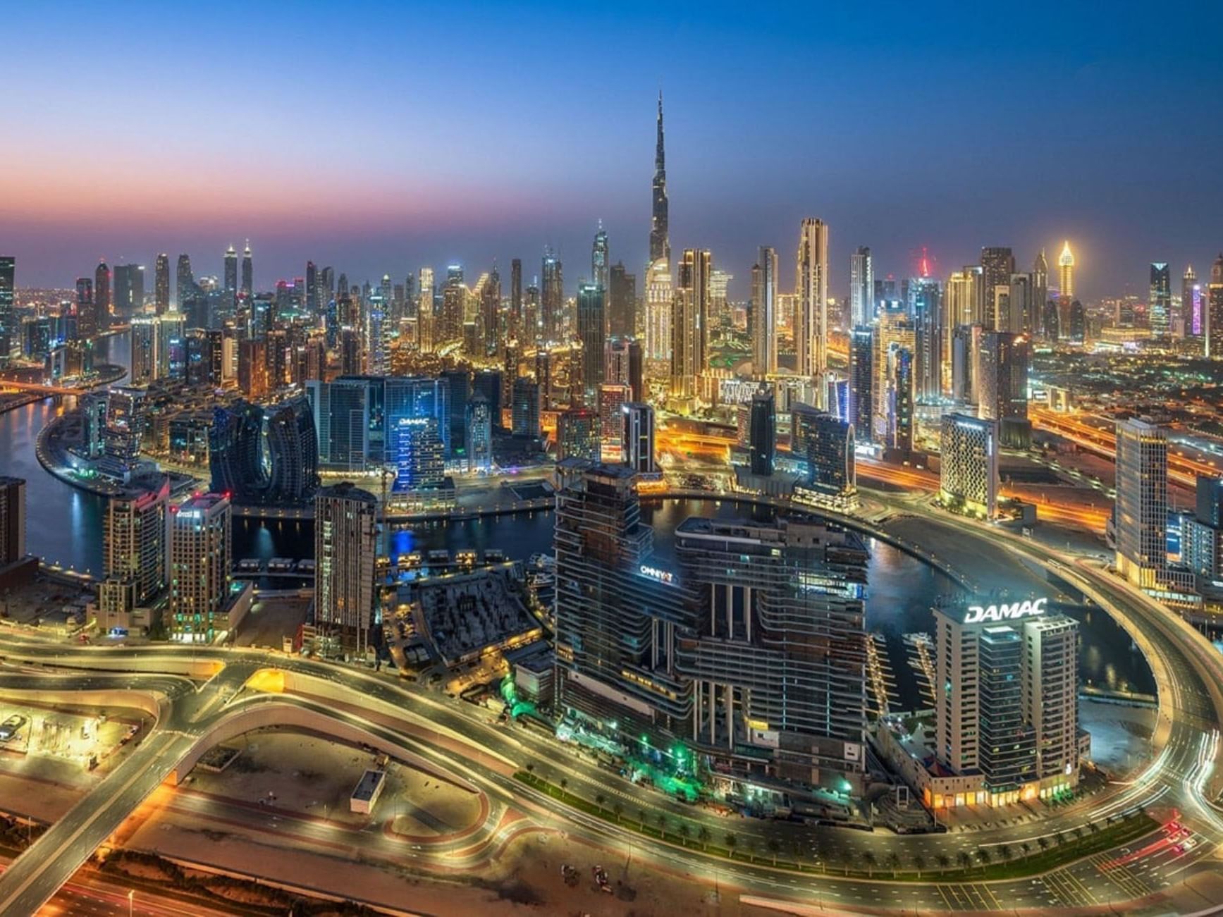 Aerial view of Dubai City near Millennium Central Mafraq