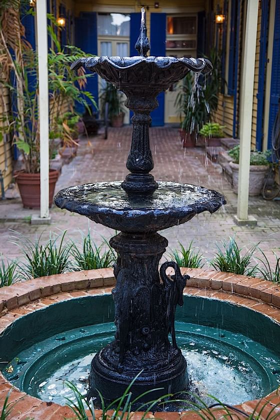 Water fountain in the courtyard at Andrew Jackson Hotel