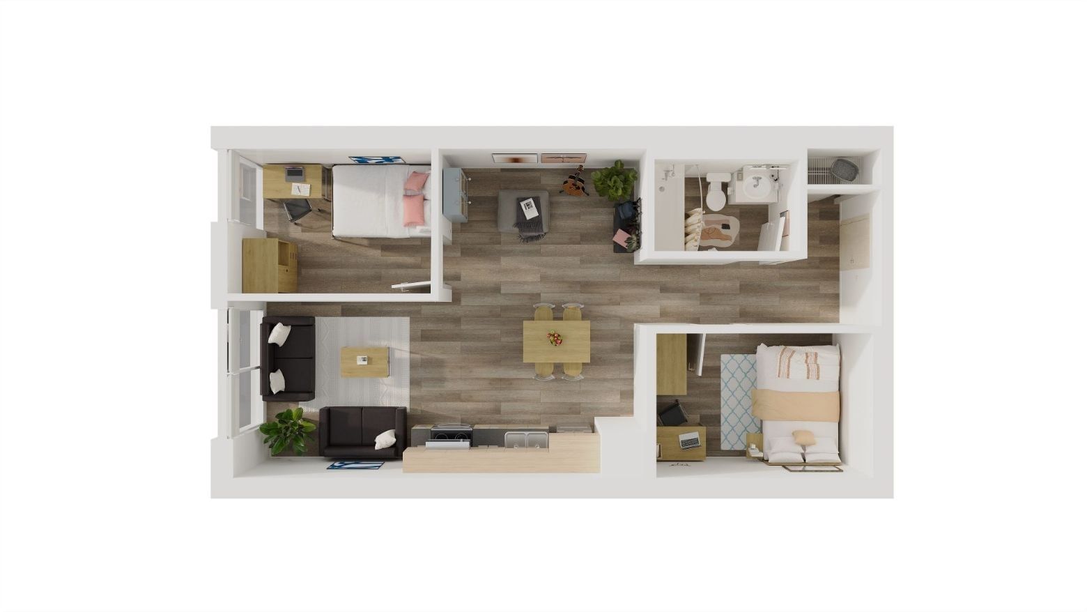 Laurent: 2 Bed 1 Bath Layout