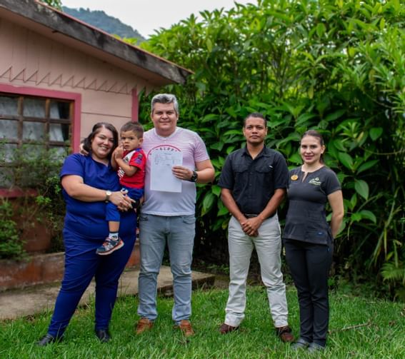 family posing for picture
