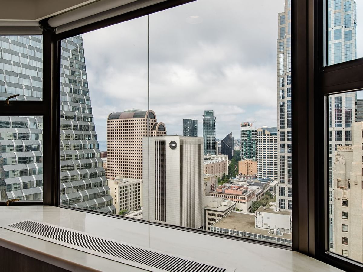 View of downtown Seattle from hotel room