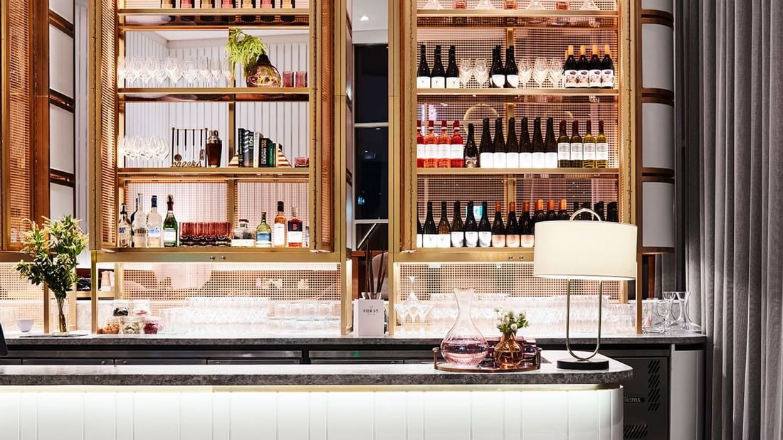 Wine rack in PS Wine Cafe at Novotel Sydney Darling Square