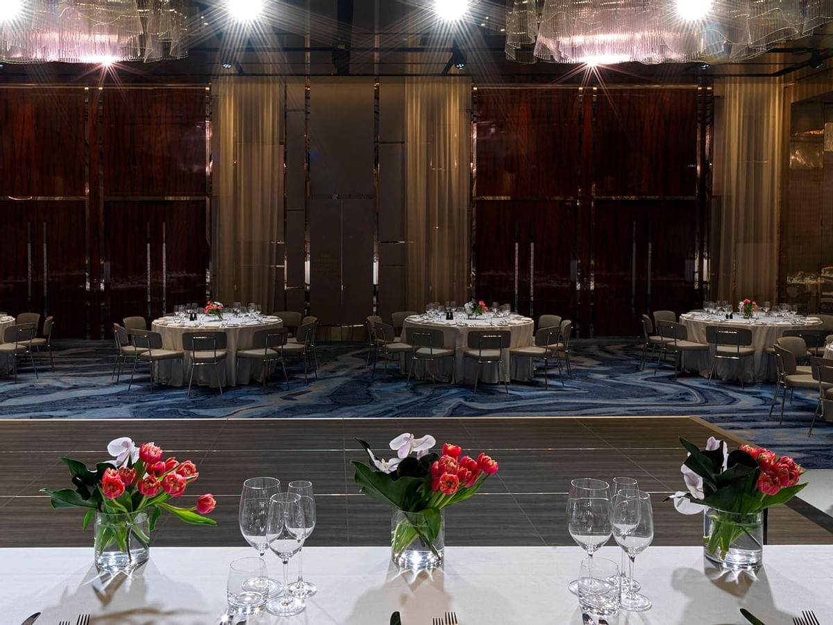 Table decorations in Pearl Ballroom at Crown Towers Sydney
