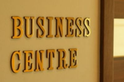 Closeup of wall letters of Business Centre at Goodwood Hotel
