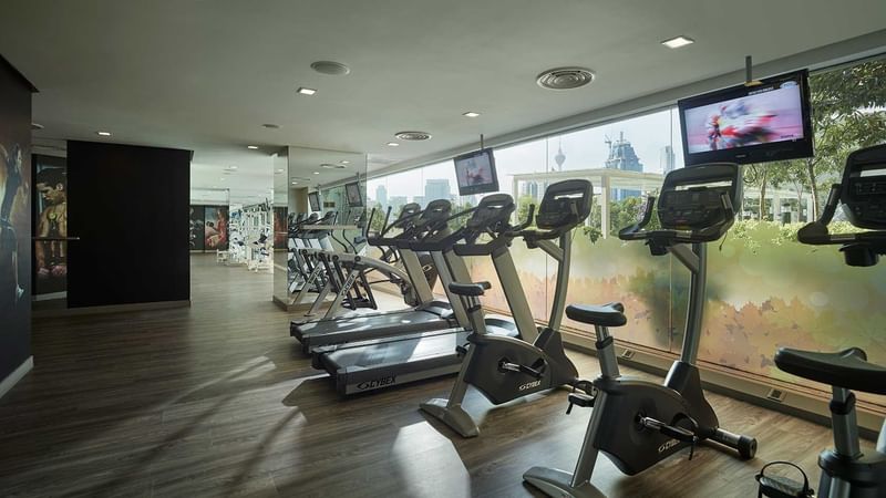 A row of fitness equipment in Fitness Centre at Sunway Putra Hotel