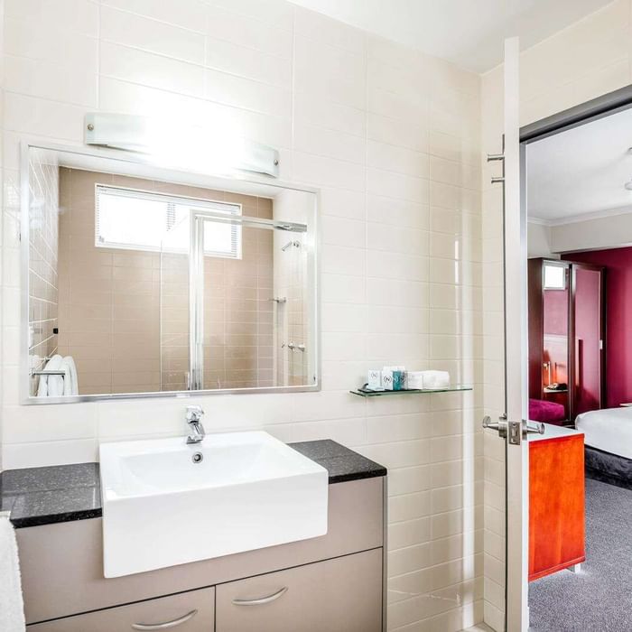 Vanity area in Standard Queen Bathroom at Darwin Airport Hotels