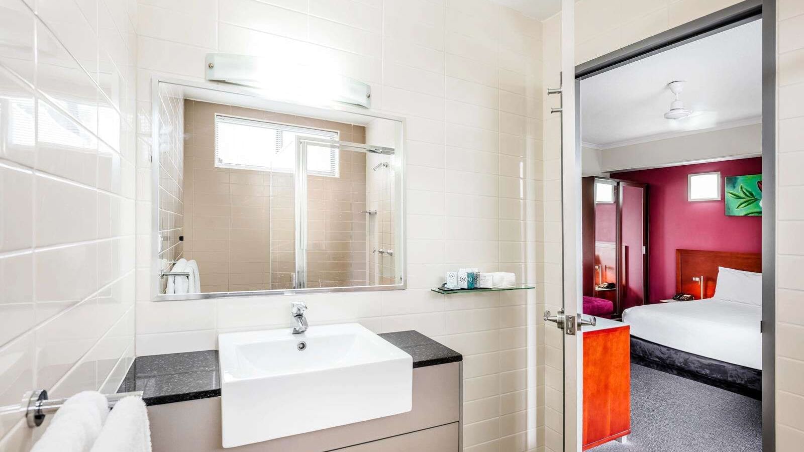 Vanity area in Standard Queen Bathroom at Darwin Airport Hotels