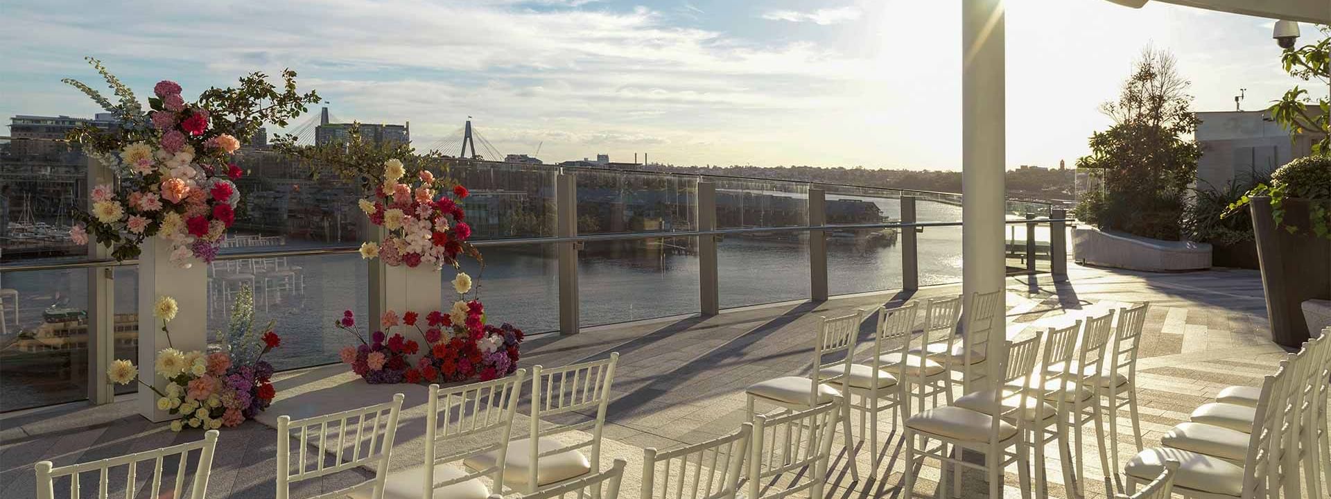 Outdoor wedding set-up in The Pavilion at Crown Towers Sydney