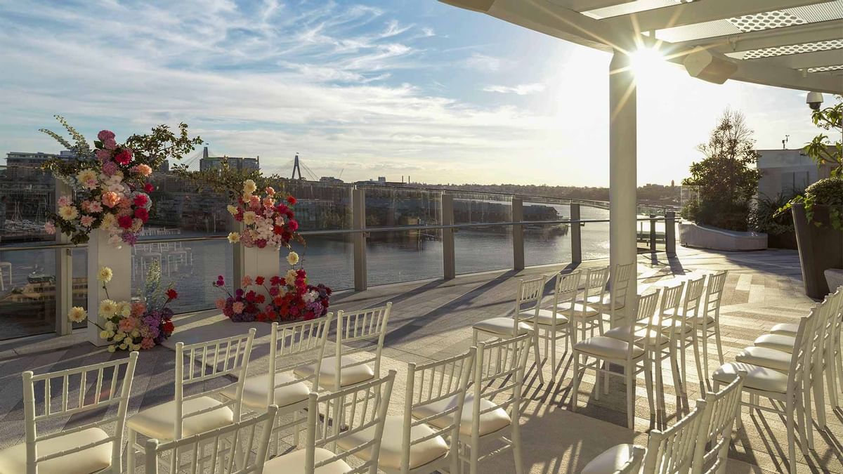 Outdoor wedding arrangement in Pavillion at Crown Towers Sydney