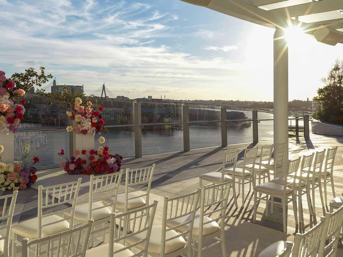 Outdoor wedding setup in The Pavilion at Crown Towers Sydney