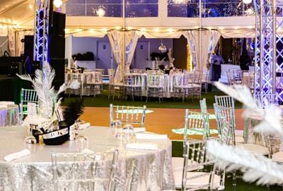 Banquet rounds set-up outdoors, The Morgan Resort Spa Village