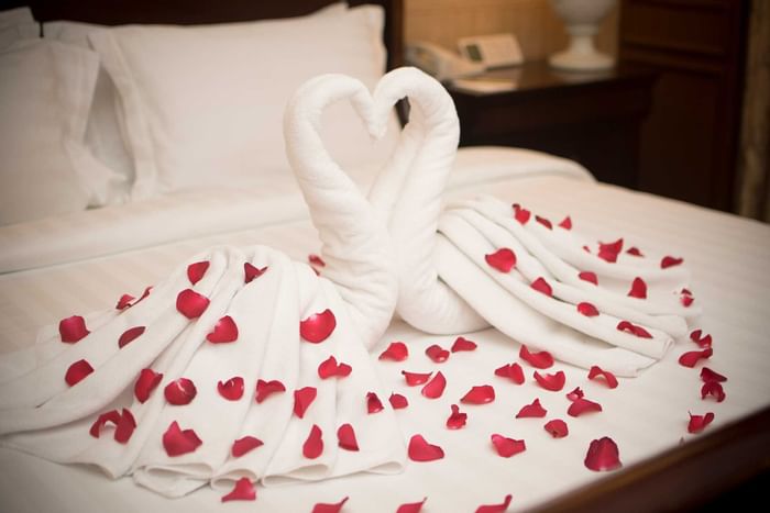 Bedding for honeymoon at Sunway Hotel Phnom Penh