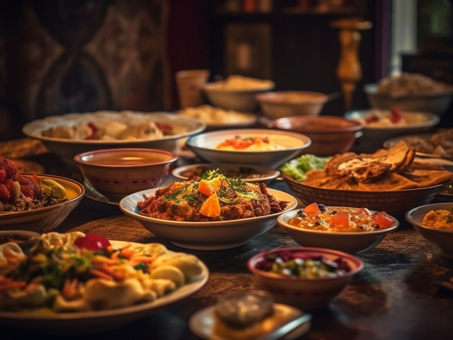 Various food arranged on the table, Pelangi Beach Resort & Spa