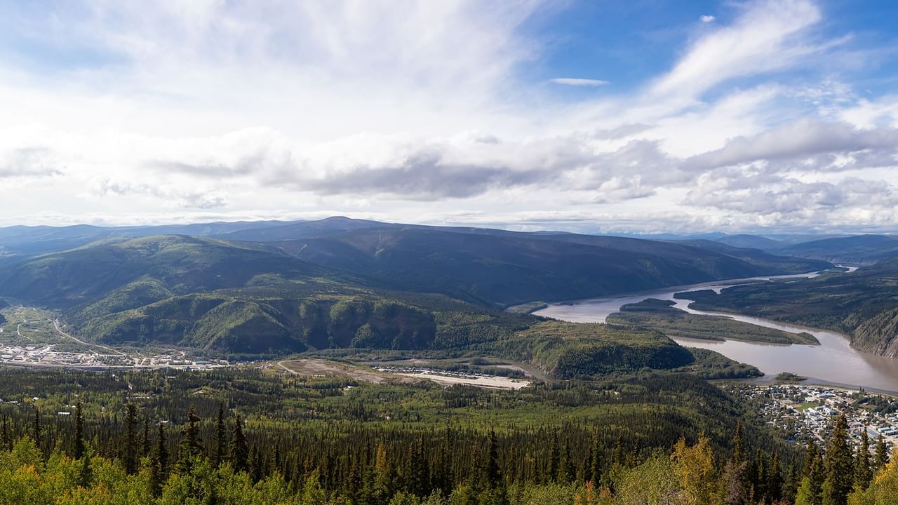 View of Dawson City from Midnight Dome Lookout near Midnight Sun, a Coast Hotel